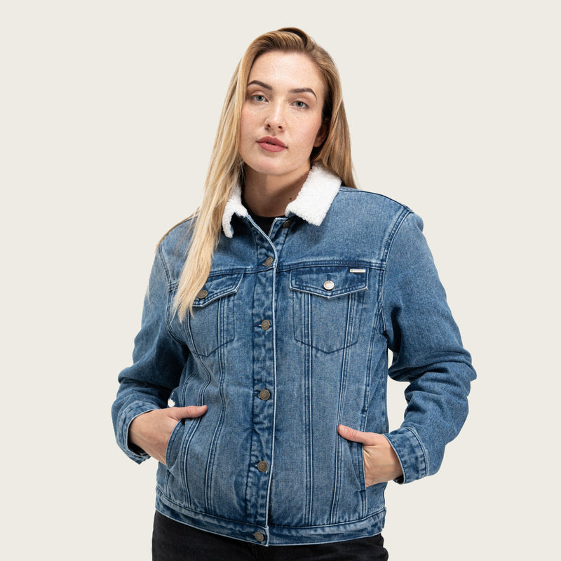 Sherpa-Lined Denim Trucker Jacket Women