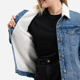 Sherpa-Lined Denim Trucker Jacket Women