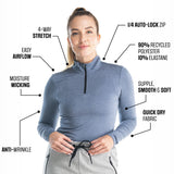 Moisture Wicking Quarter Zip T-Shirt Women