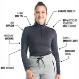 Moisture Wicking Quarter Zip T-Shirt Women
