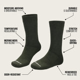 Merino Wool Plain Long Crew Socks