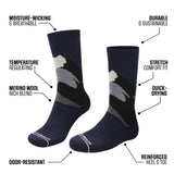 Merino Wool Design Long Crew Socks